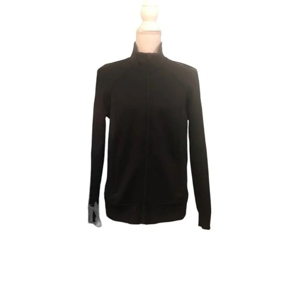 ZELLA Sz M Women's Black Athletic Zip Fitted Active Long Sleeve Pockets Jacket - Picture 1 of 5